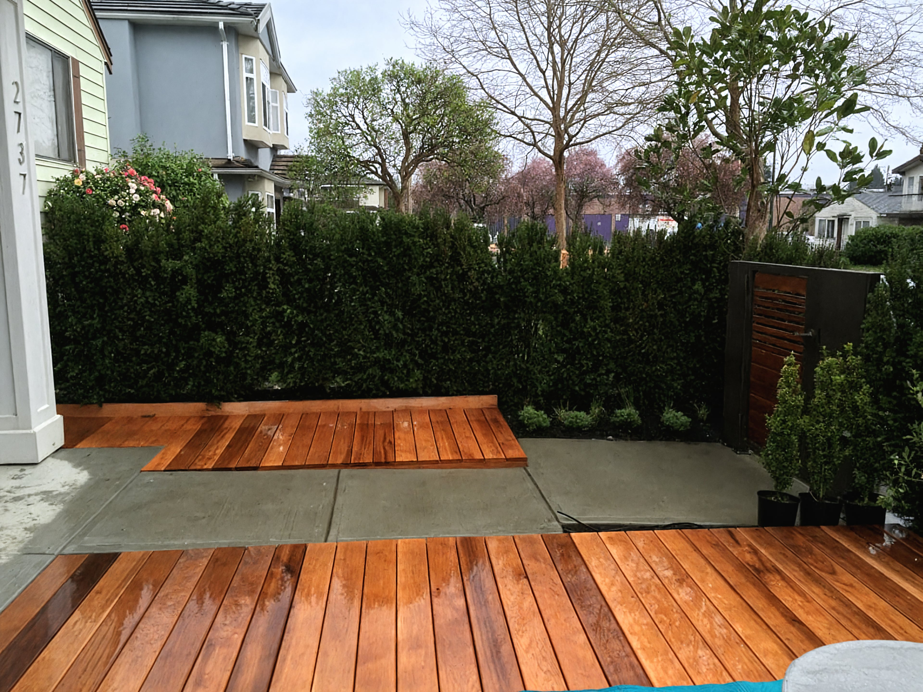 Cedar decking, Hedges, Outdoor Lighting and Plants at the Duke St project.