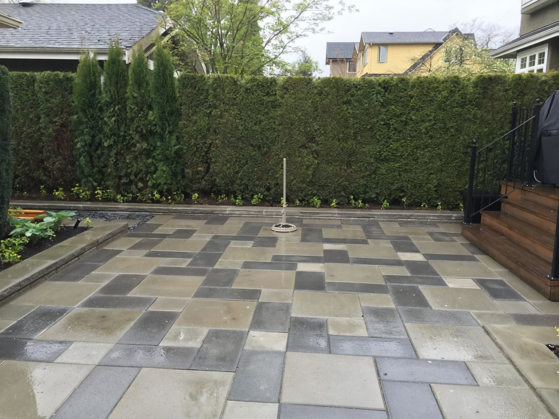 Interlocking pavers, Retaining walls, Irrigation and Hedge trimming at the West 31st project.