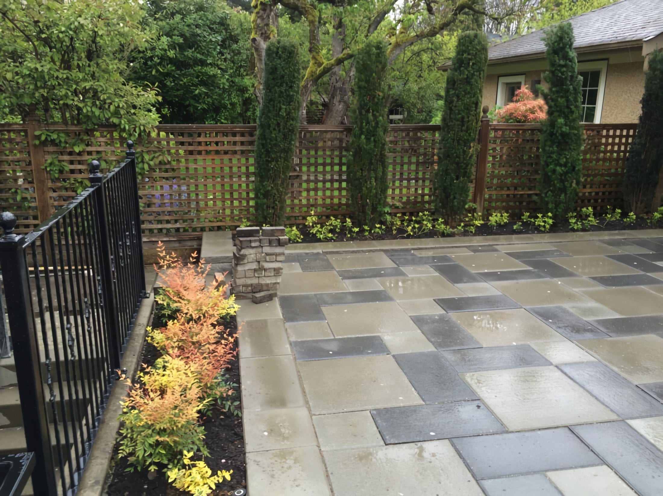 Interlocking pavers, Retaining walls, Irrigation and Hedge trimming at the West 31st project.