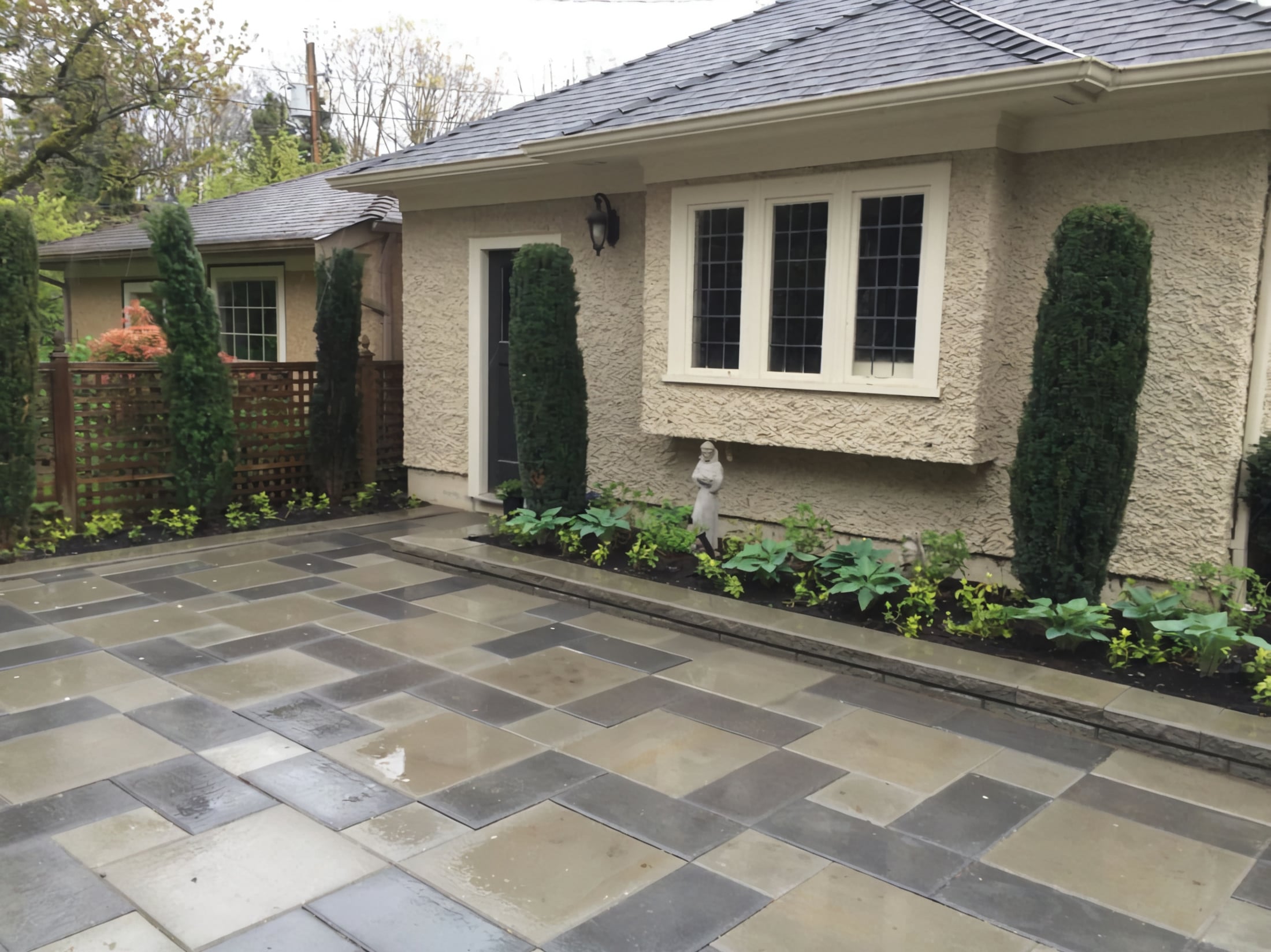 Interlocking pavers, Retaining walls, Irrigation and Hedge trimming at the West 31st project.