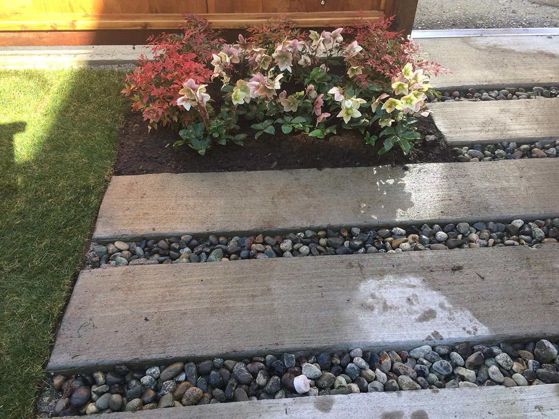 new lawn installation with pavers