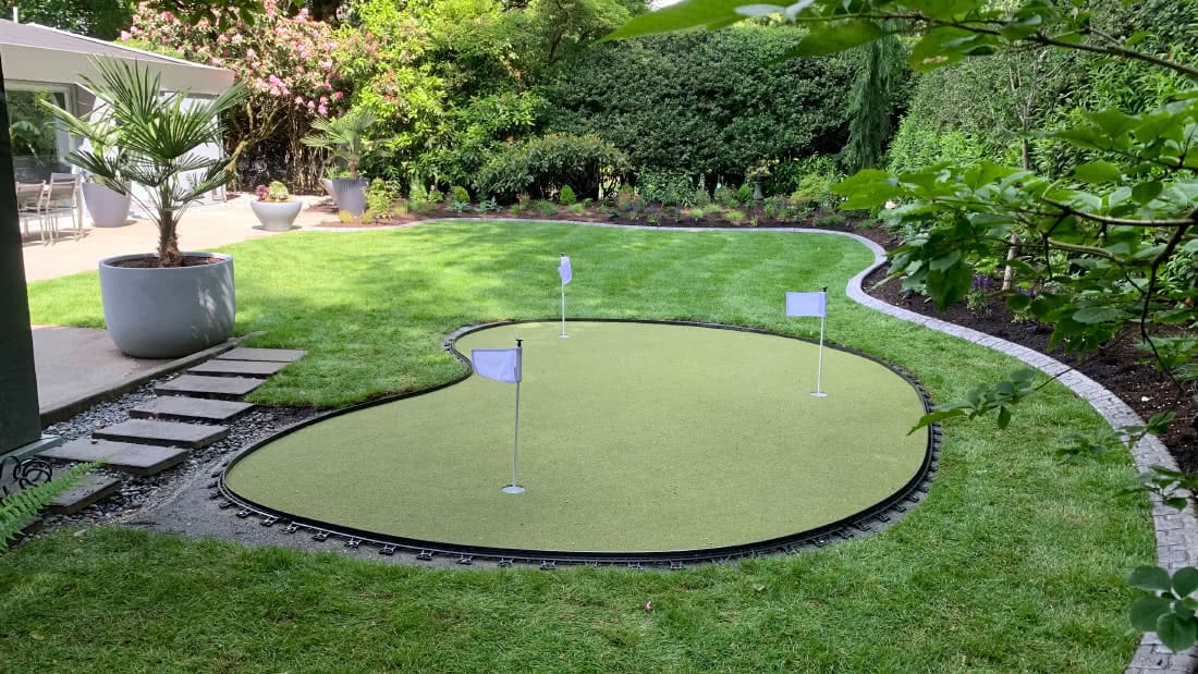 Detail of putting green installation